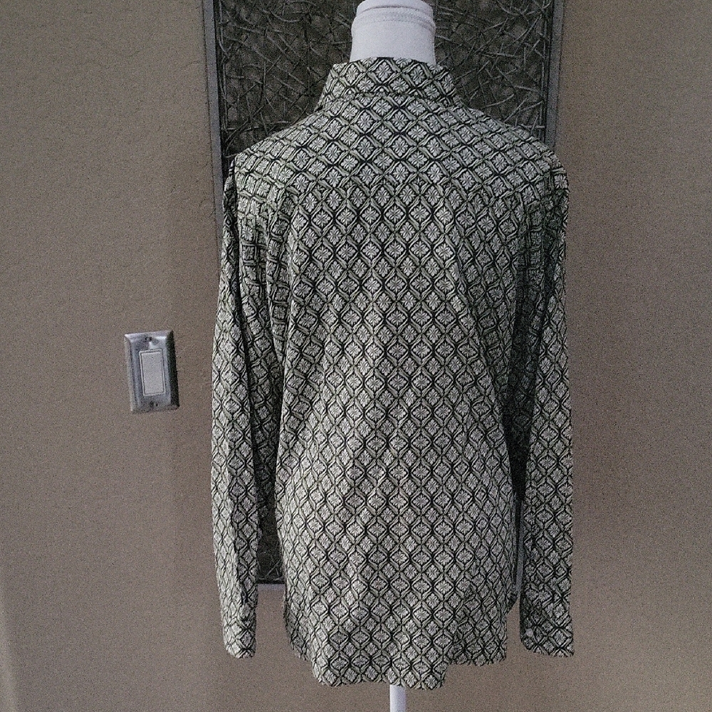 Coldwater Creek Green Leaf Patterned Button Down … - image 4